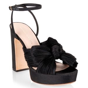 Loeffler Randall Natalia Pleated Bow Platform Sandals size 7.5, worn once